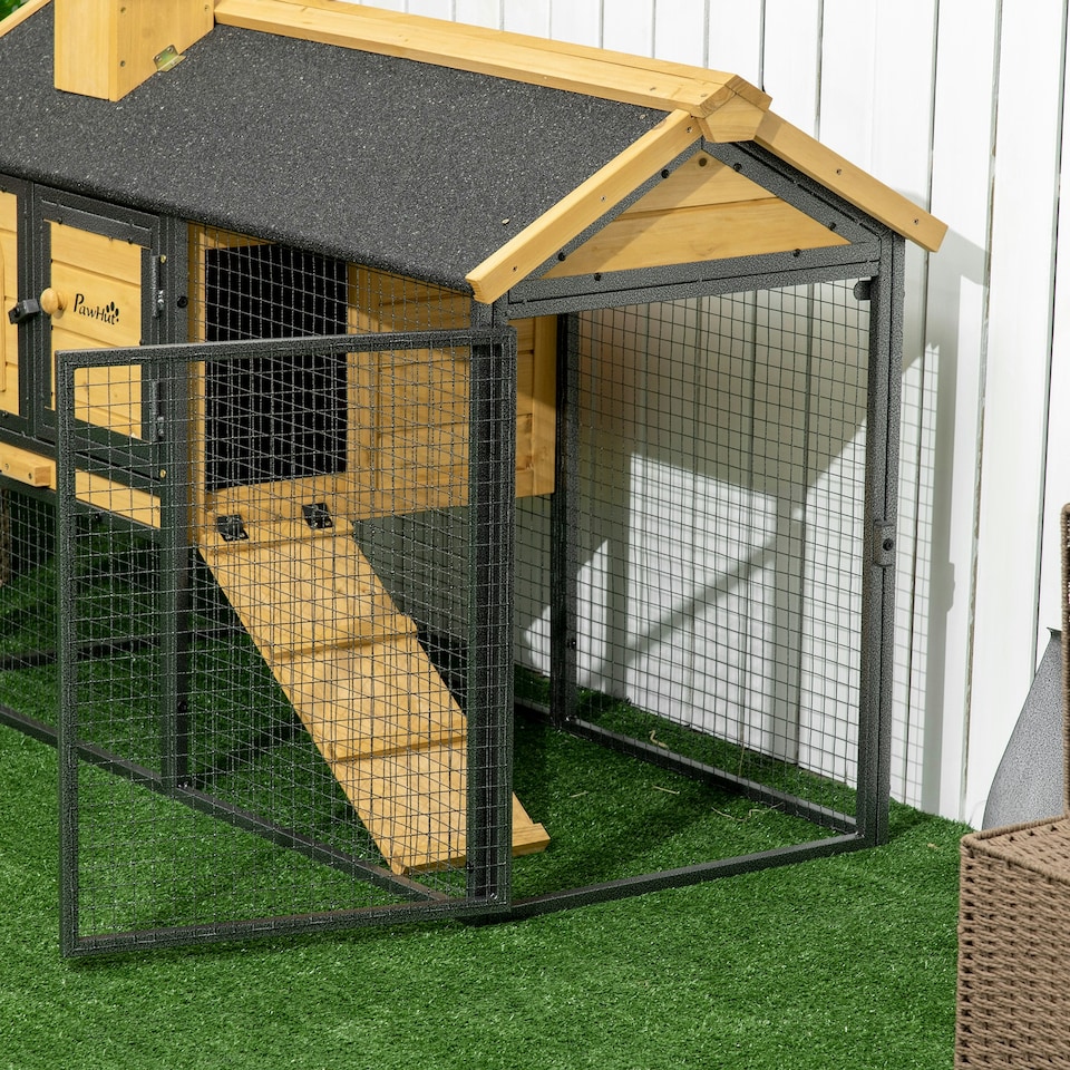 image 1 of PawHut Rabbit Hutch, Guinea Pig Hutch 2 Tiers w/Tray & Ramp, for 1-2 Rabbits