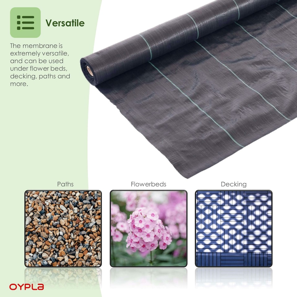 image 1 of Oypla 2m x 25m Heavy Duty Weed Control Ground Cover Membrane Sheet