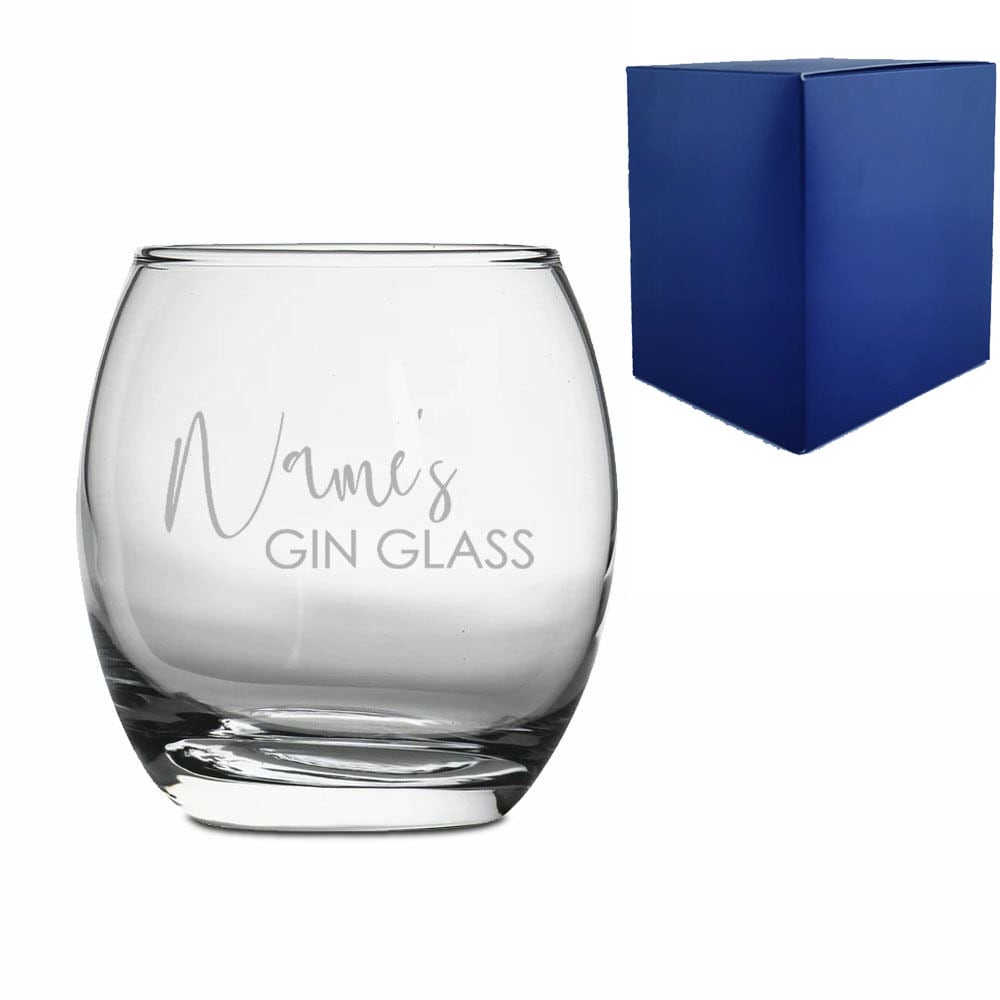 Uniqueful Personalised Engraved Tondo Tumbler with Name's Gin Glass Design in Clear