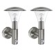 image 1 of Set of 2 Halo - Stainless Steel Outdoor IP44 Motion Sensor Wall Lights | Grey | Brushed stainless steel and clear PC | Small | 2