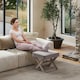 image 4 of HOMCOM Vintage Footstool Padded Seat X Shape Chair Velvet Cover Shabby Grey