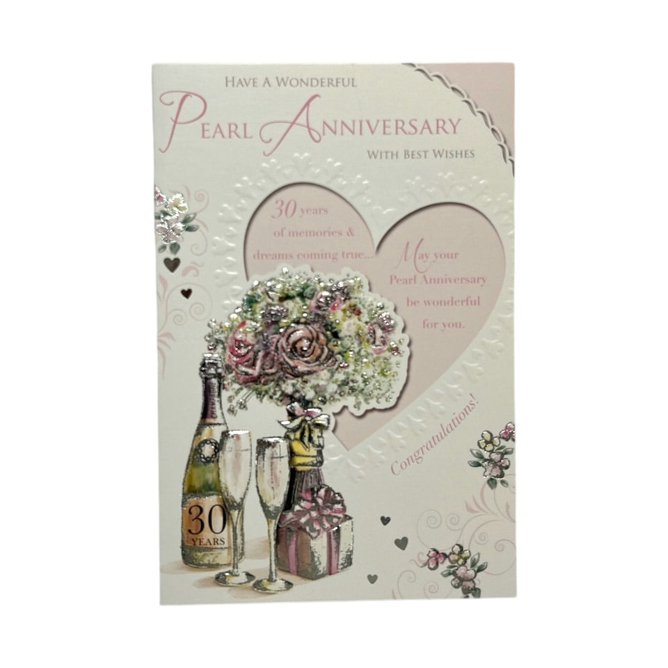 image 1 of Wonderful Pearl Anniversary Traditional Celebrity Style Congratulations Card