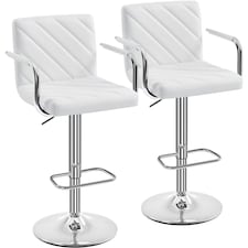 Yaheetech Set of 2 Faux Leather Bar Stools | White