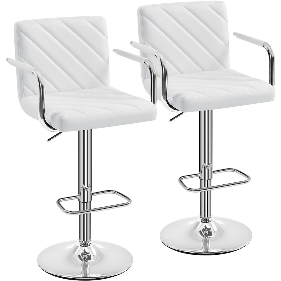 image 1 of Yaheetech Set of 2 Faux Leather Bar Stools | White