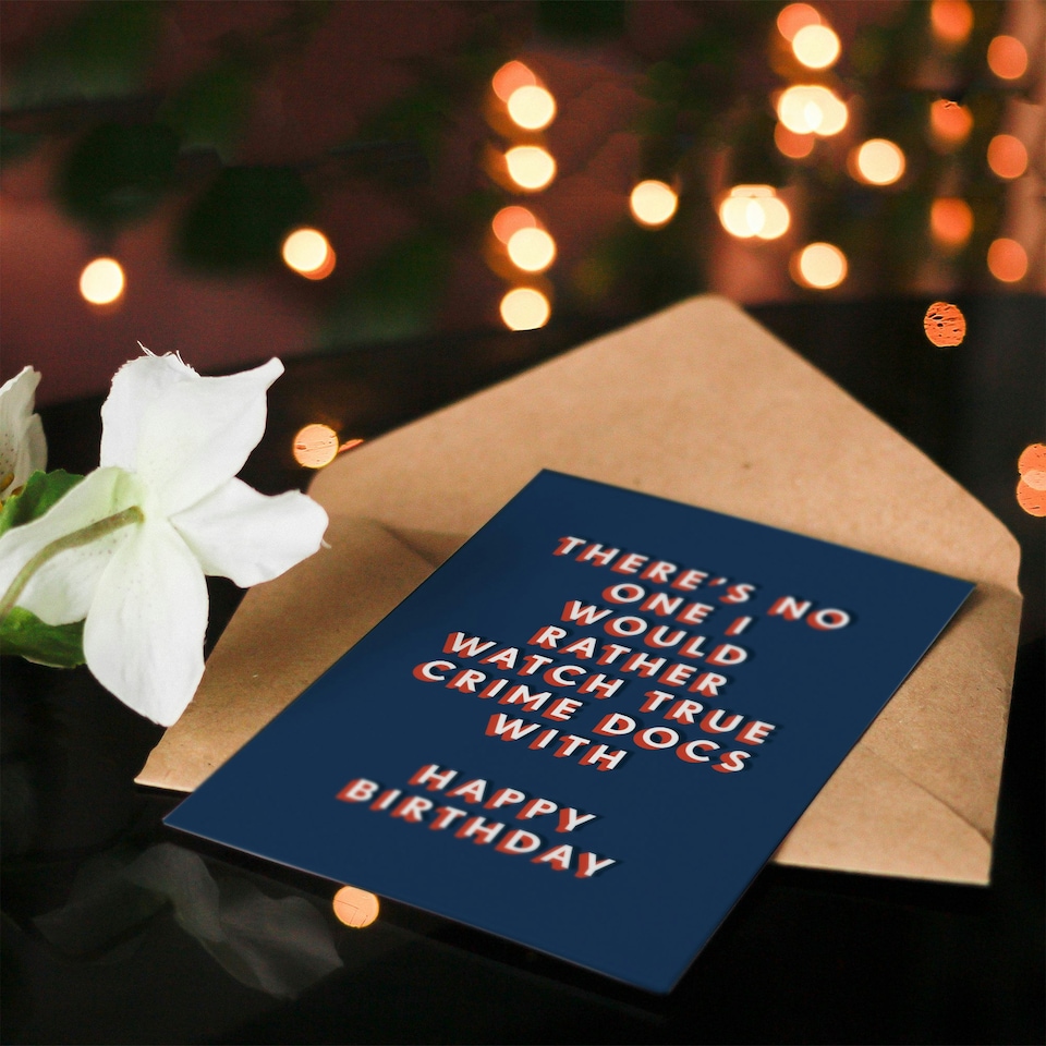 image 1 of No One I Would Rather Watch True Crime Docs With For Him Husband Birthday Card