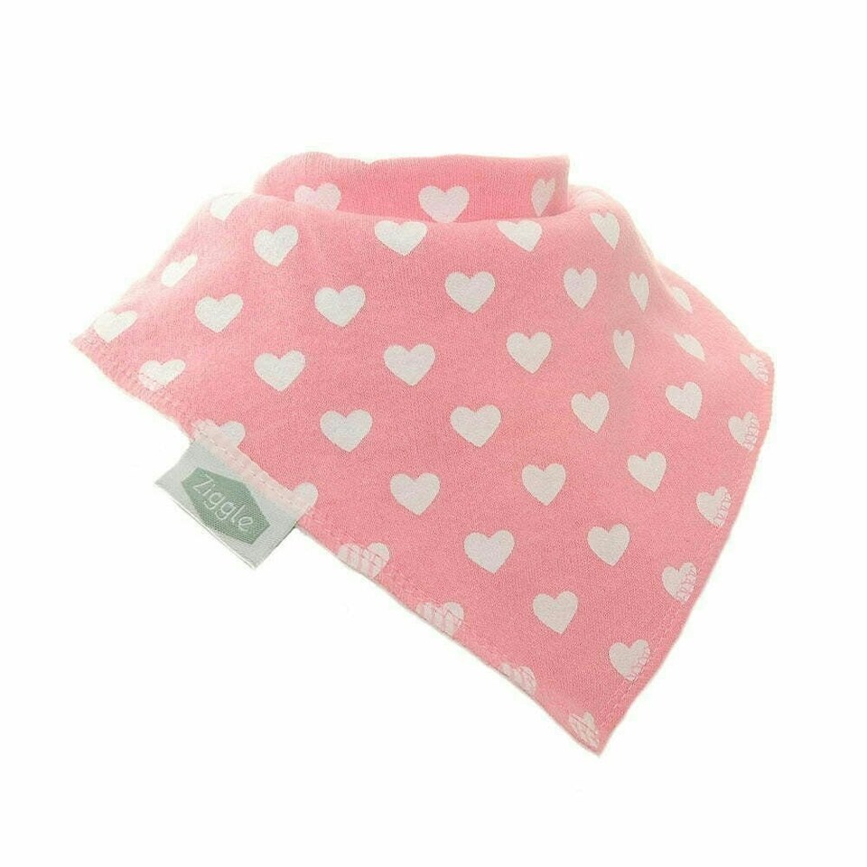 image 1 of Ziggle Bandana Dribble Bibs Hearts and Bows Pack of 4 | Pink | 4