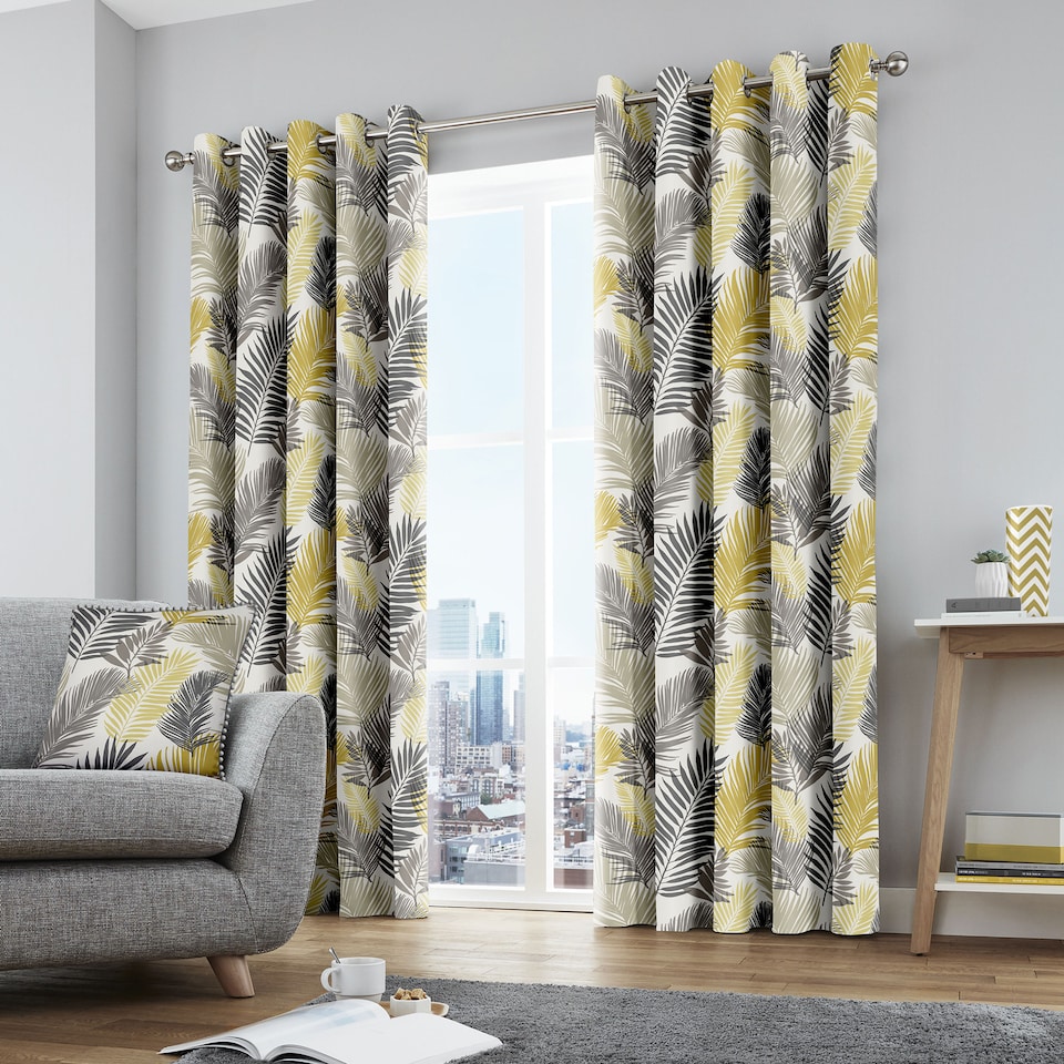 image 1 of Fusion Tropical Eyelet Curtains Ochre