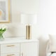 image 2 of ValueLights Lexy Antique Brass Touch Table Lamp with White Drum Shade