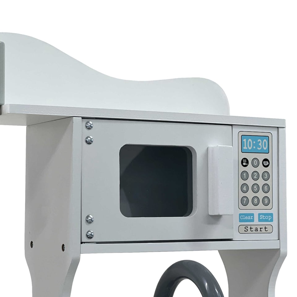 image 1 of Childrens Kids Roleplay Wooden Play Kitchen Cooking Playset with Utensils