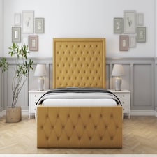Sloomy Vienna Mustard Plush Special Bed Frame. With 50" Upholstered Headboard 3' Single