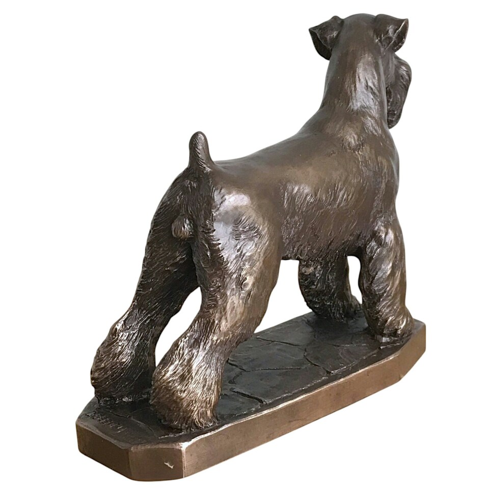 image 1 of Schnauzer Figurine On Base In Solid Cold Cast Bronze Designed By David Geenty