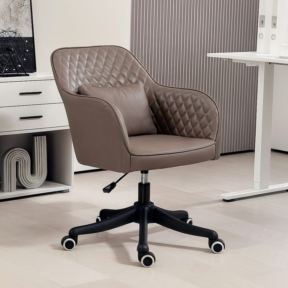 image 1 of Vinsetto Office Chair with Rechargeable Vibration Massage, Brown