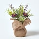 image 3 of Homescapes Set of 3 Pink, Purple & Yellow Artificial Daisies in Rustic Burlap Pots