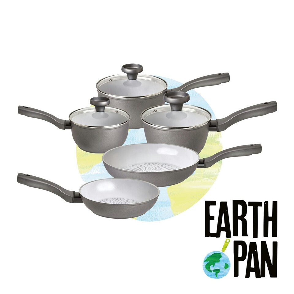 image 1 of Earth Pan Ceramic Non-Stick Saucepan & Frying Pan Set - 5 Piece