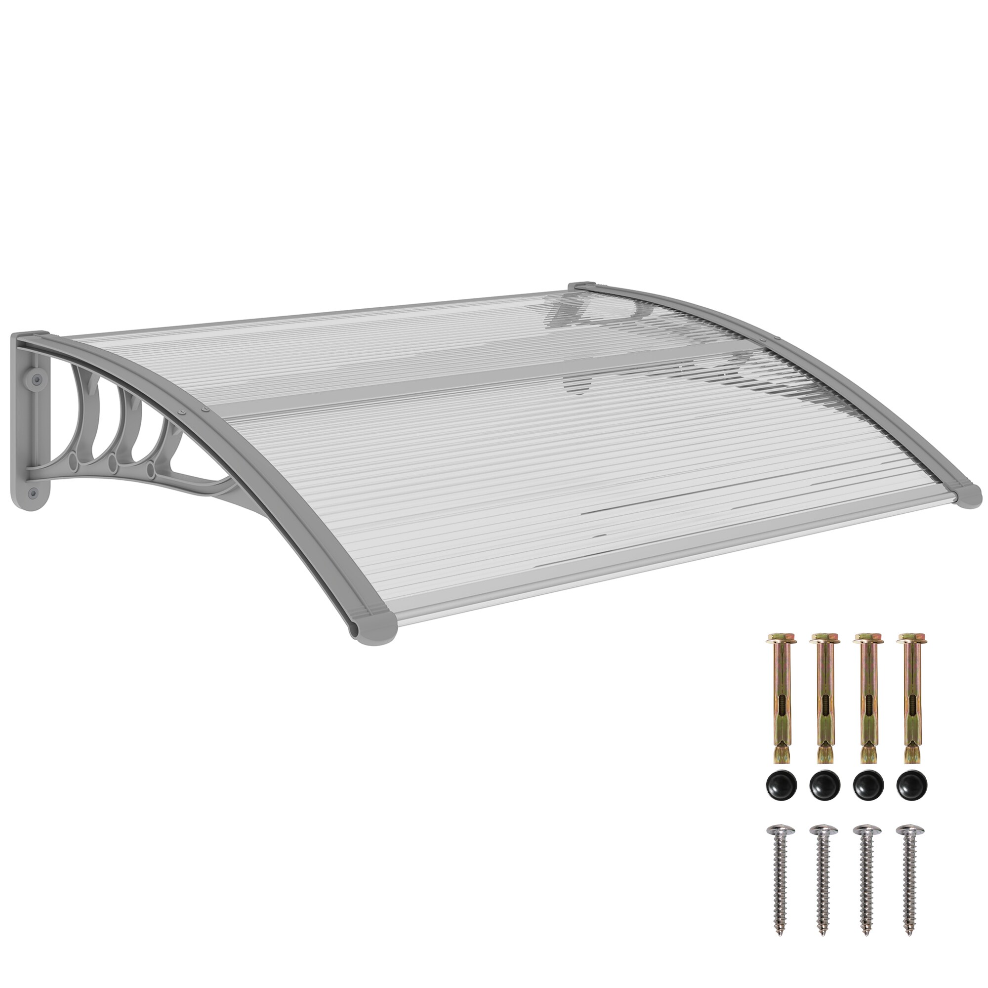Outsunny Door Canopy Awning Outdoor Window Rain Shelter for Door 100 x 75cm | Clear | Clear | 1