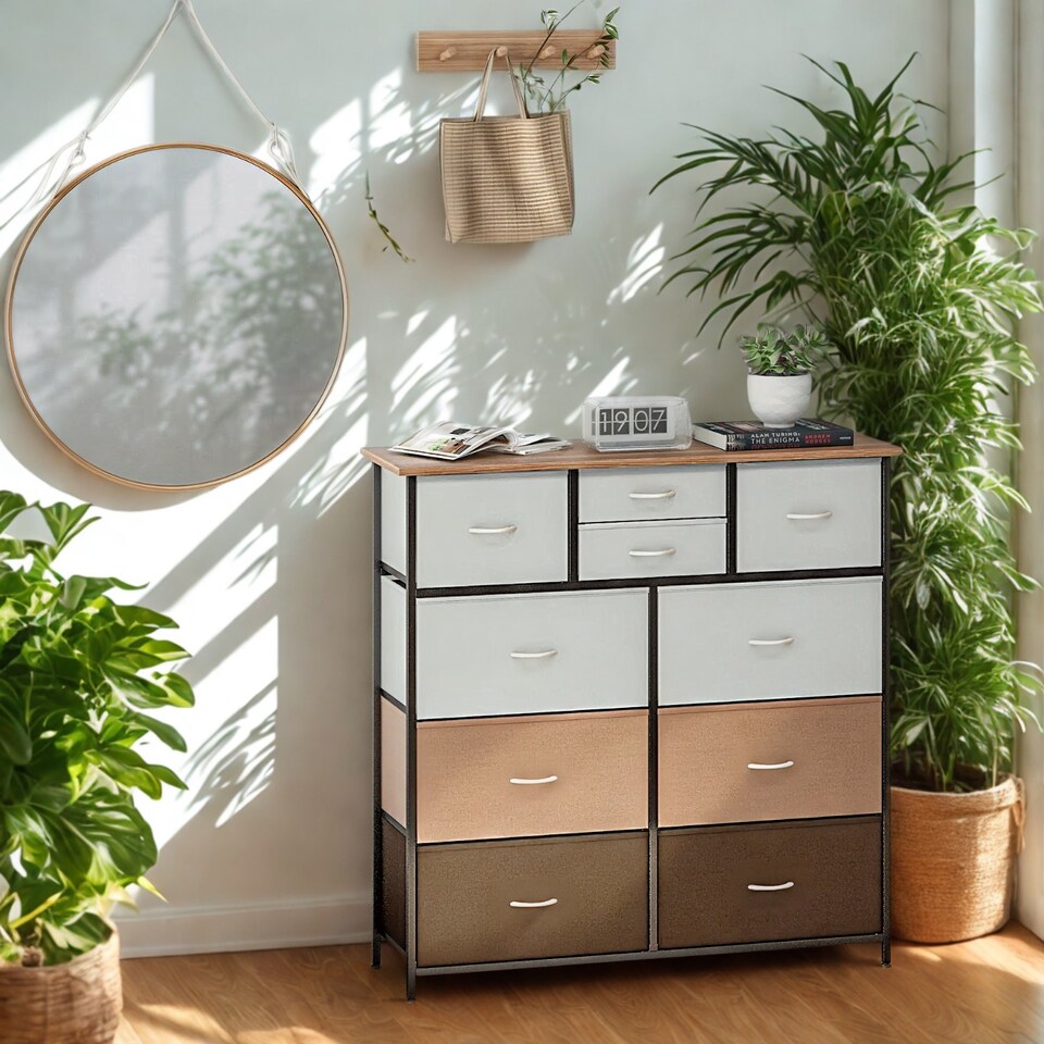 image 1 of Industrial 10 Drawer Chest Storage Unit Brown
