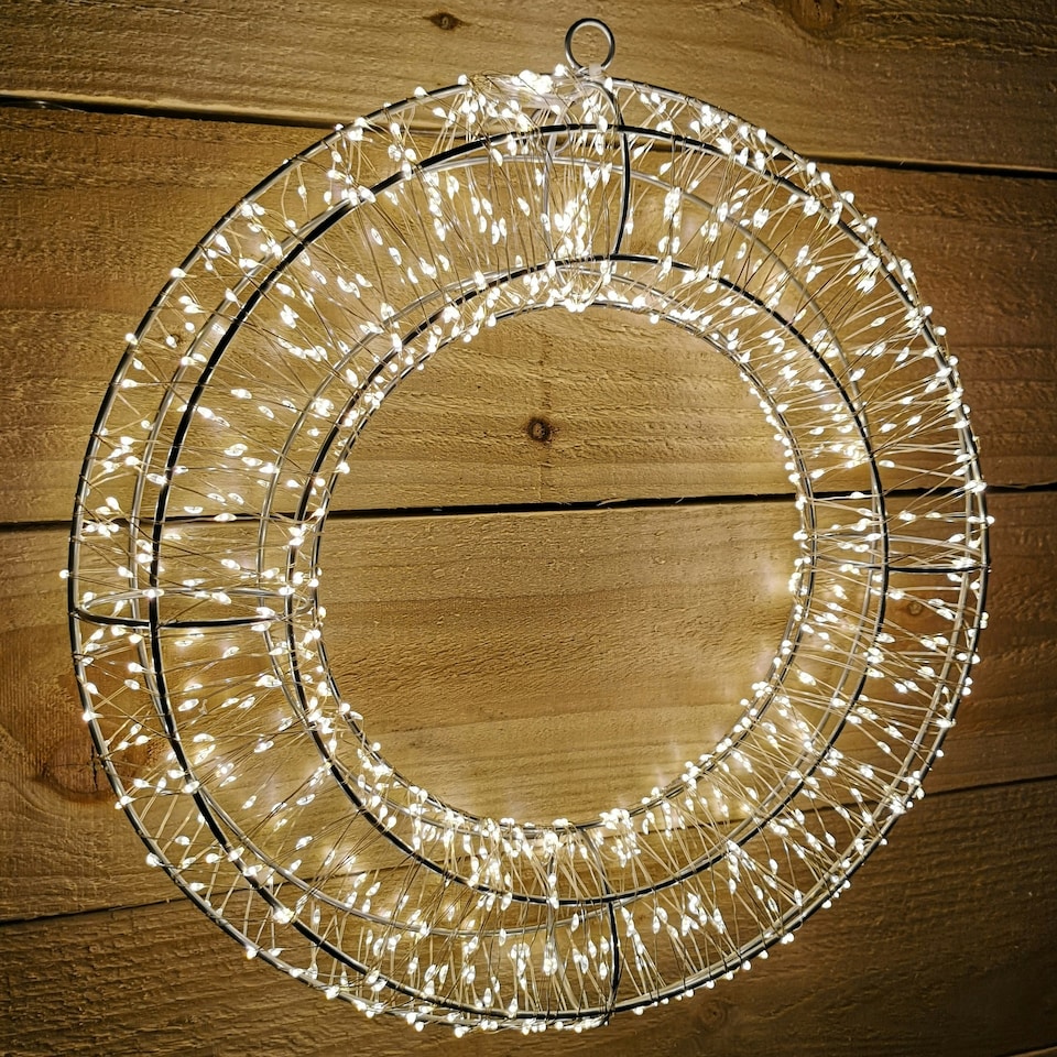image 1 of 50cm 1440 Warm White LEDs Outdoor Christmas Wreath with Lights Pre Lit Door Wreath