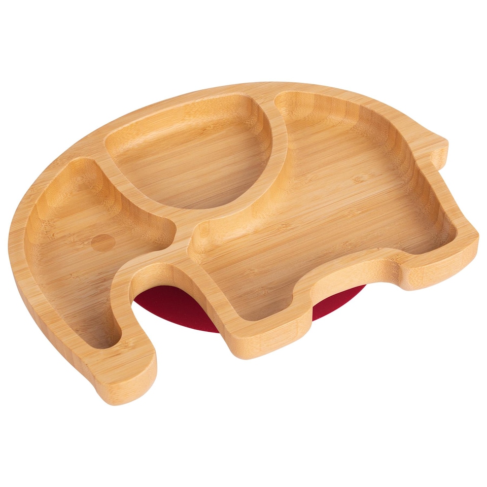 image 1 of Tiny Dining Children's Bamboo Suction Elephant Plate - Red | Red | Red