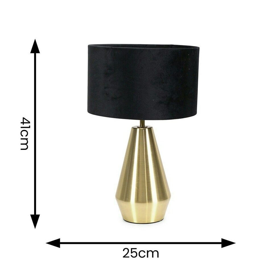 image 1 of ValueLights Jax Gold Metal Touch Dimmer Table Lamp with Black Velvet Shade