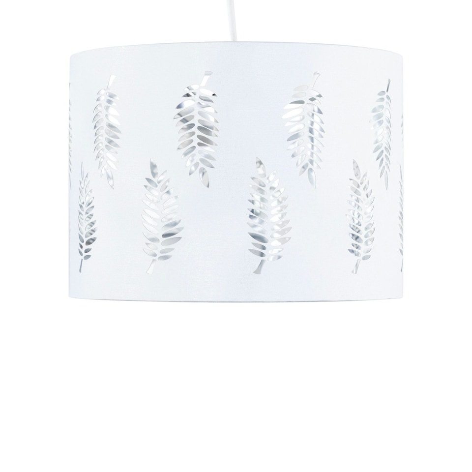 image 1 of Set of 2 Fern - White Cut Out 30cm Pendant Lightshades White | Silver