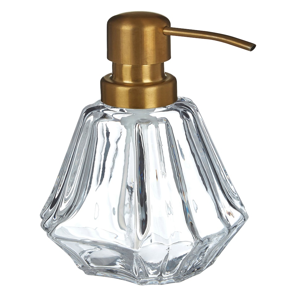 image 1 of Interiors by Premier Modern Lotion Dispenser, Glass Lotion Pump Dispenser With Brass Nozzle, Hand Cream Bottle, Soap Dispenser
