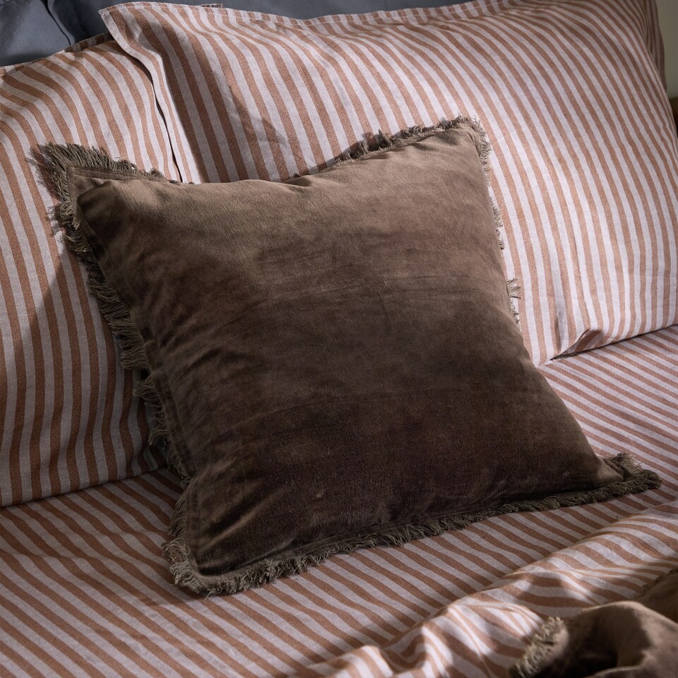 image 1 of Yard Jaye Cotton Velvet Polyester Filled Cushion, Bitter Chocolate