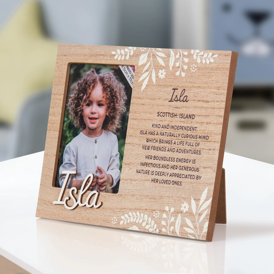 image 1 of History & Heraldry Pre-Personalised Kids Wooden Picture Frame - Isla