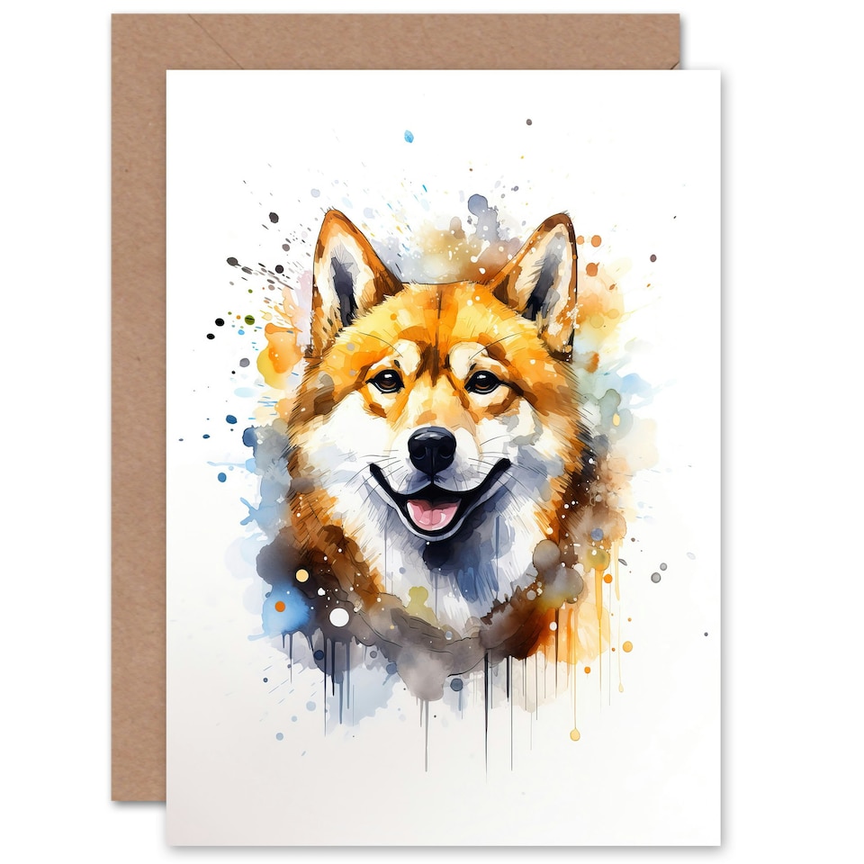 image 1 of Shiba Inu Lovers Gift Watercolour Pet Art Card