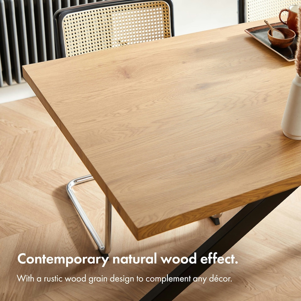 image 1 of VonHaus Abel Rectangular 6 Seater Dining Table with Wood Effect Top
