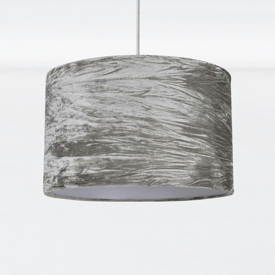 image 1 of Set Of 2 Grey Crushed Velvet Easy Fit Light Shades Grey