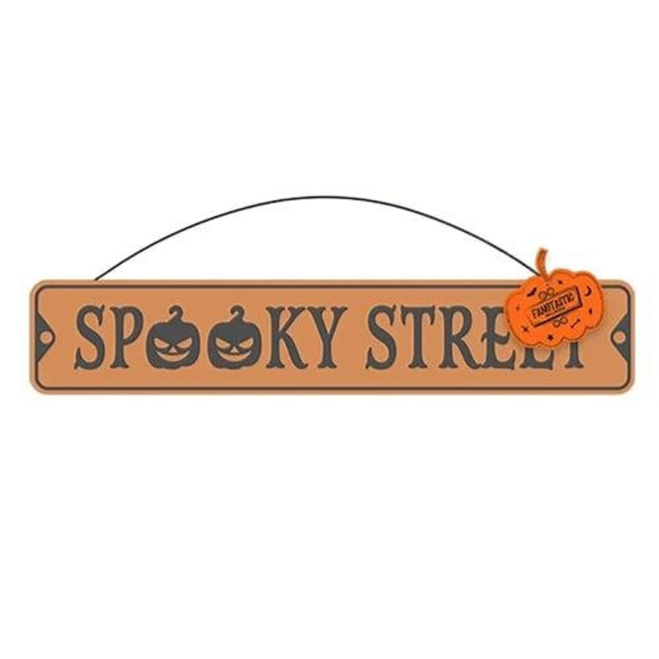 Orange Spooky Street Halloween Metal Street Sign Plaque Hanging Decoration 50cm