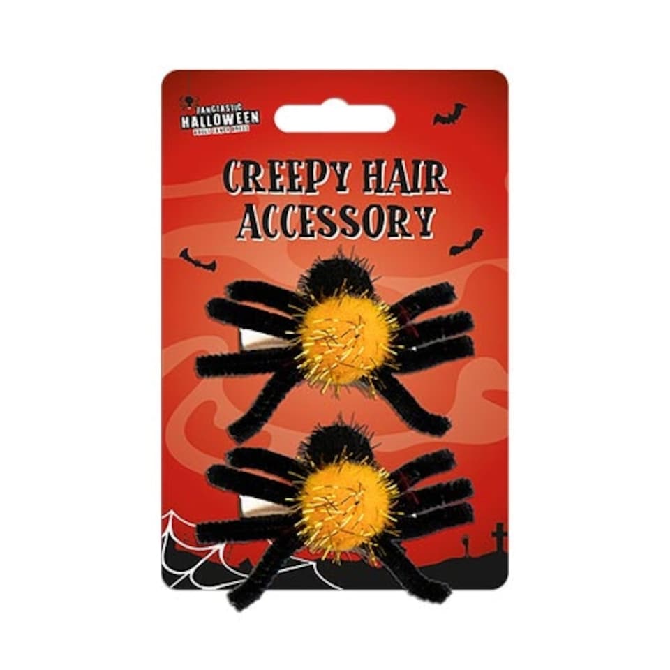 Halloween Orange Spider Hair Slides Fancy Dress - Pack of 2