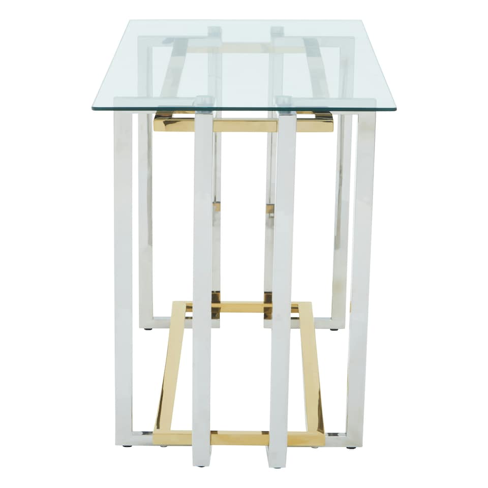 image 1 of Interiors by Premier Glass Top Console Table, Gold and Silver Luxury Console Table, Modern Style Console Table with Glass Top Gold