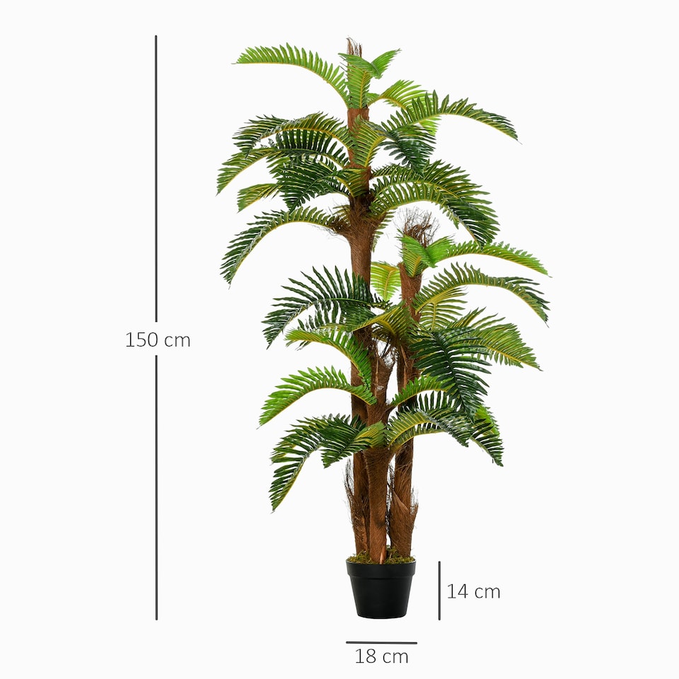 image 1 of Outsunny Artificial Palm Plant Fake Tree for Home Office, 150cm