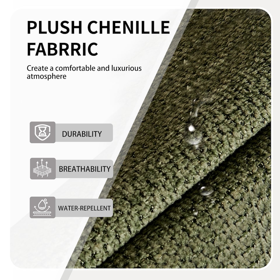 image 1 of SONARA Dining Chair Set of 2, Water-Repellent Plush Chenille Upholstered for Dining Room | Green
