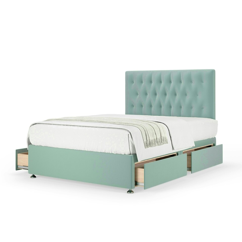 image 1 of Neptune Spring Duckegg Plush Velvet 4 Drawer Divan Set And Lona Headboard Super King