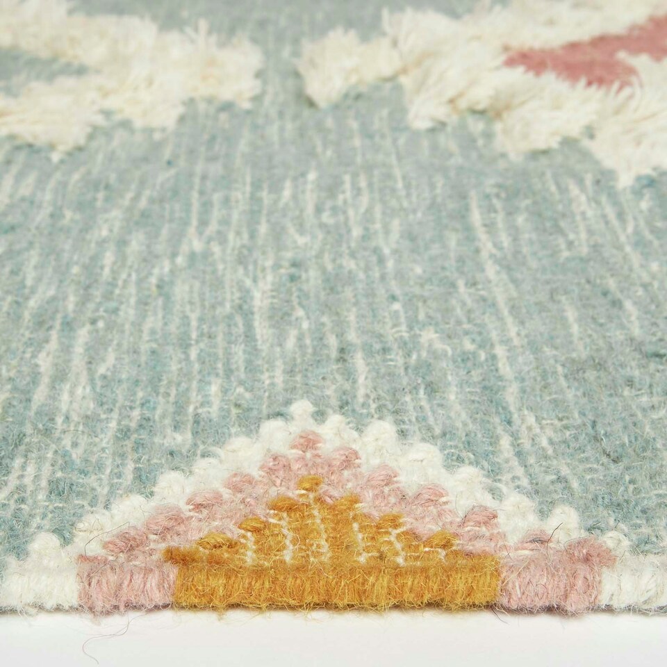image 1 of Homescapes Tenali Blue Kilim Wool Rug - 160 x 230 cm Blue | 160 x 230 cm