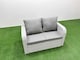 image 3 of Fimous 5 Seater Outdoor Rattan Garden Furniture Set Love Sofa Reclining Chair Set with Rectangular Dining Table Side Table Light Grey