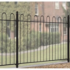 Court Hoop Top Fence Panel - Solid Steel - FIts Gap of 1830 mm x 950 mm High - Electro Galvanised/Black Powder Coated | Black | 1