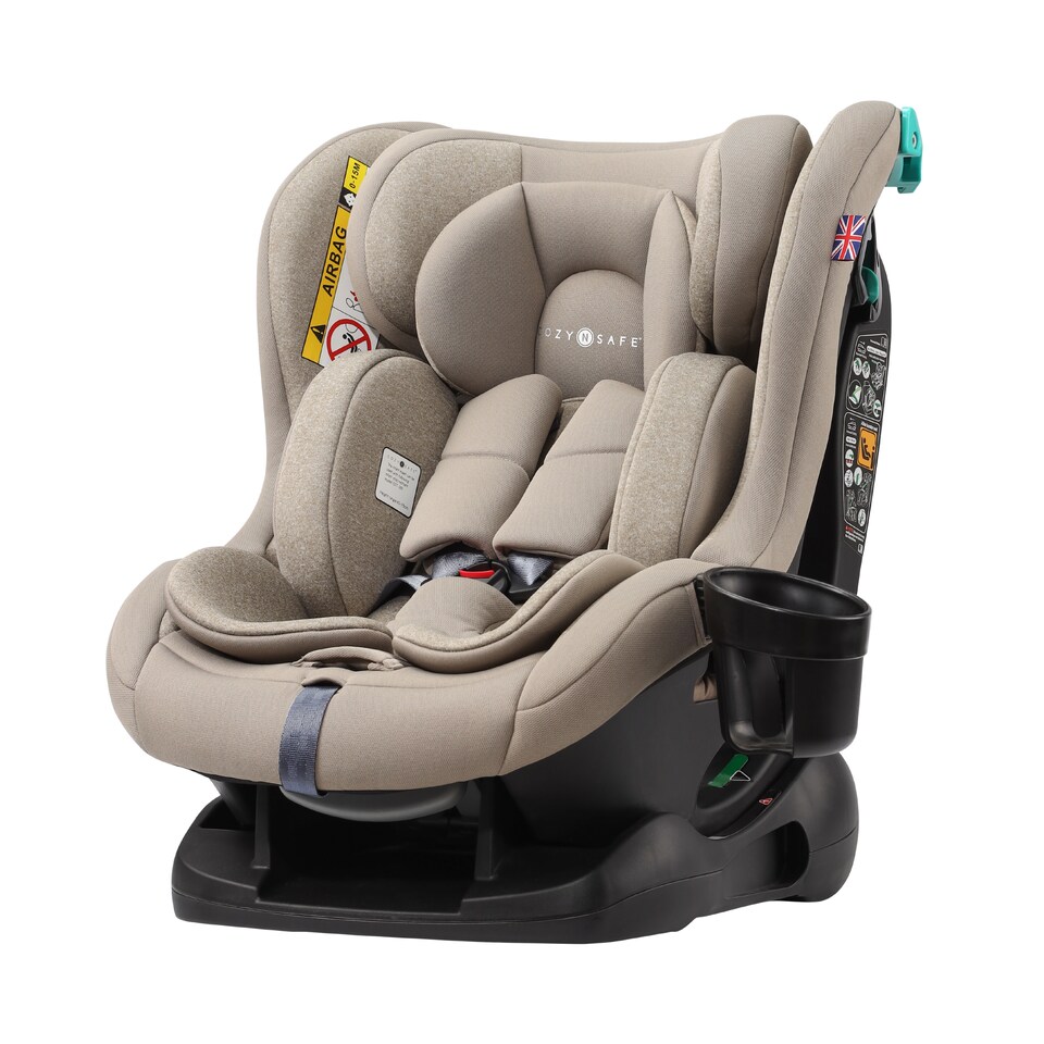 image 1 of Cozy N Safe Fitzroy+ i-Size Car Seat 40-150cm, Extended Rear Facing, Forward & Rear Facing, 5 Point Harness, Side Impact Protection, Adjustable Headrest, Cup Holder, Birth to 12 Years (Ecru)