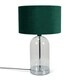image 3 of ValueLights Jessy Glass and Silver Chrome Metal Bedside Table Lamp with a Forest Green Velvet Lampshade - Bulb Included