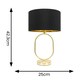 image 3 of ValueLights Antonia Black with Gold Inner Drum Shade Brushed Gold Oval Table Lamp with Bulb Gold