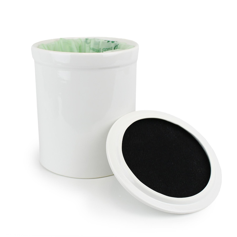 image 1 of White Ceramic Compost Caddy - Portland Kitchen Ceramic Compost Bin for Food Waste Recycling