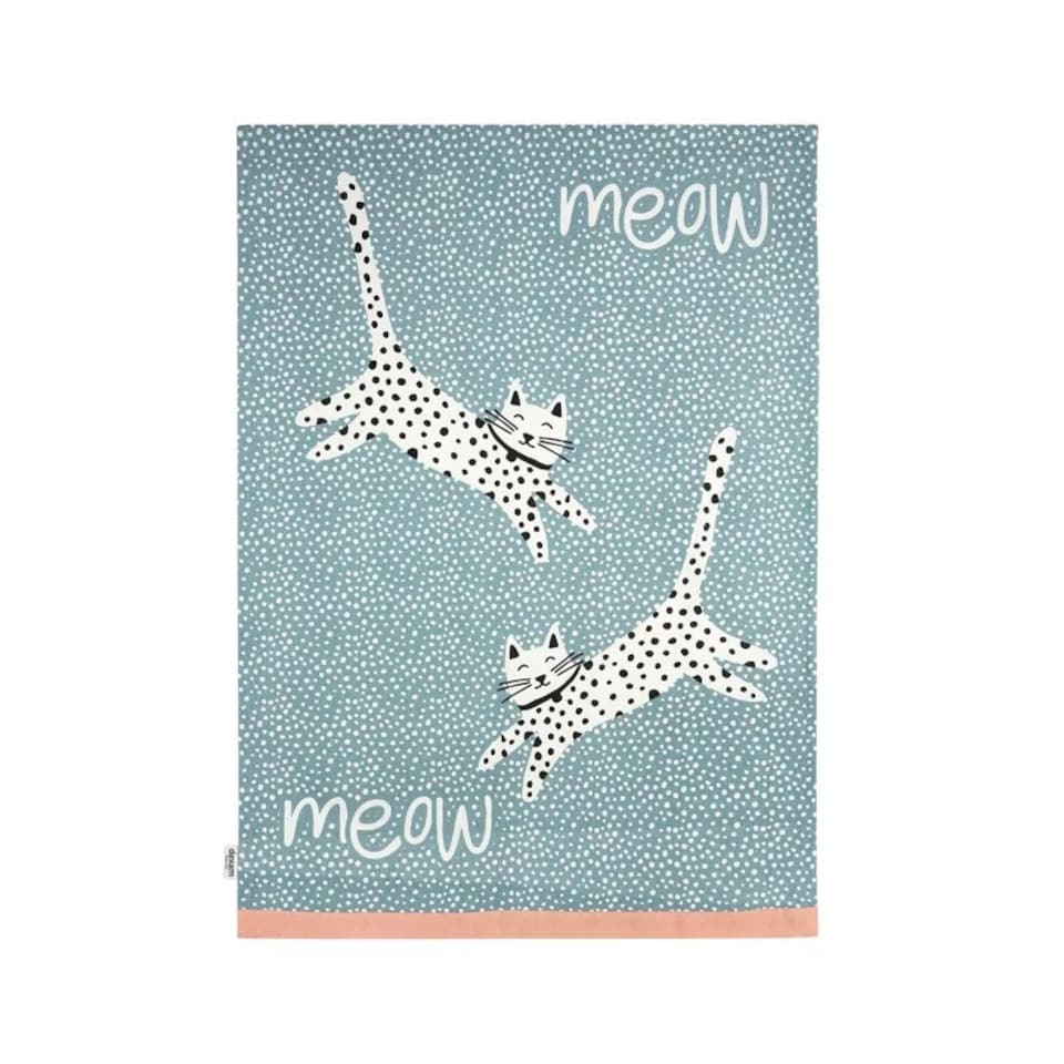 image 1 of Dexam Set of 2 Meow Recycled Kitchen Tea Towels Blue