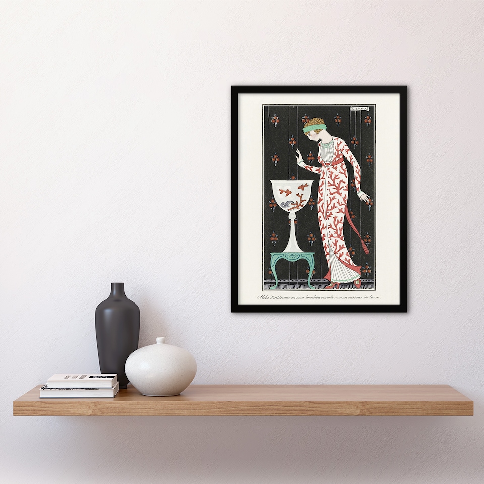 Coral Evening Dress Fashion Advert Barbier Framed Wall Art Print 12X16" -  Tesco Groceries