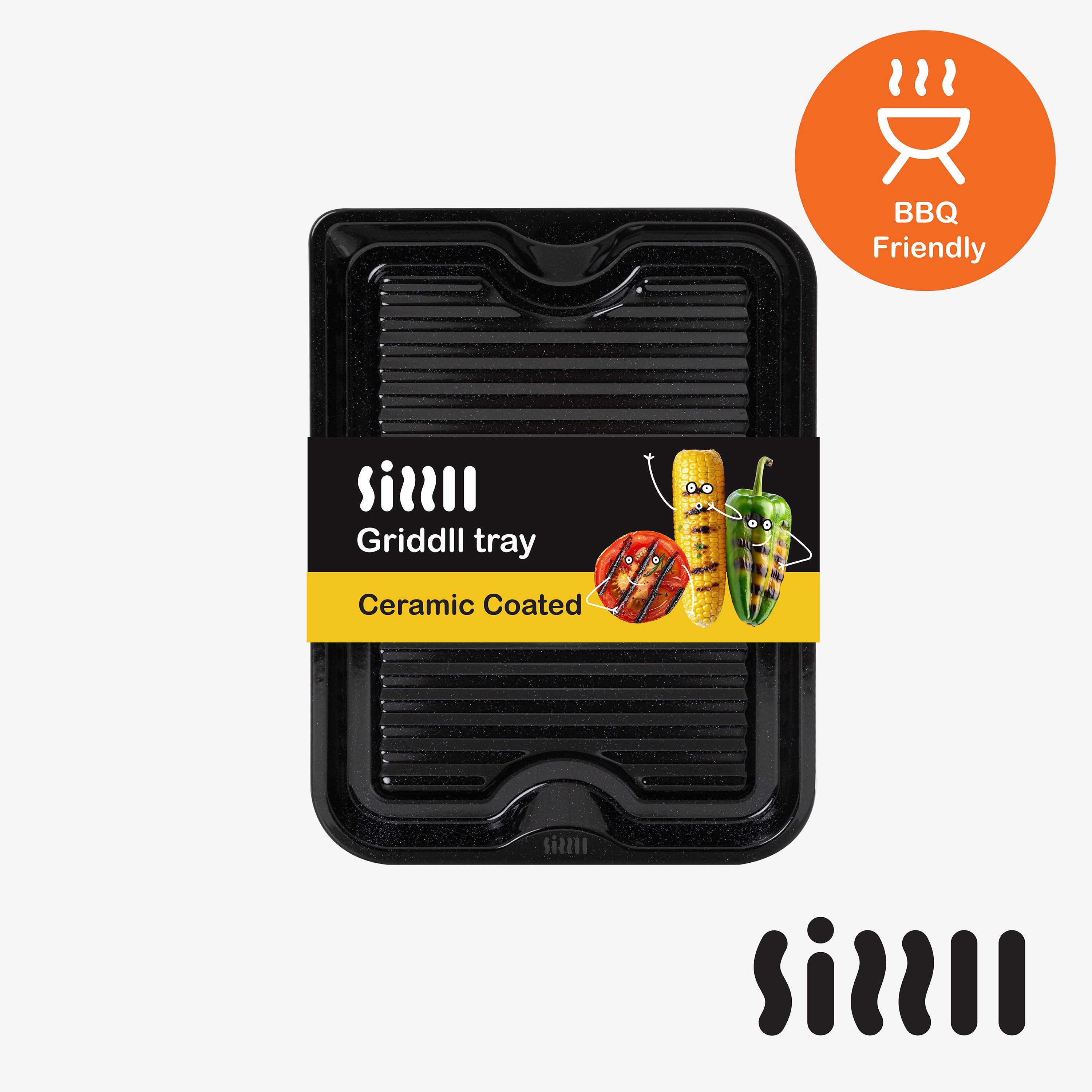 SIZZLL Griddll Enamel 39cm Oven Tray BBQ, Hob & Oven Safe Pan Perfect Sizzle Dishwasher Safe Made in Britain