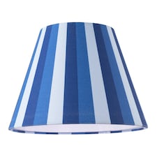 Multi Blue Tone Striped Linen Coolie Lamp Shade with Cotton Inner