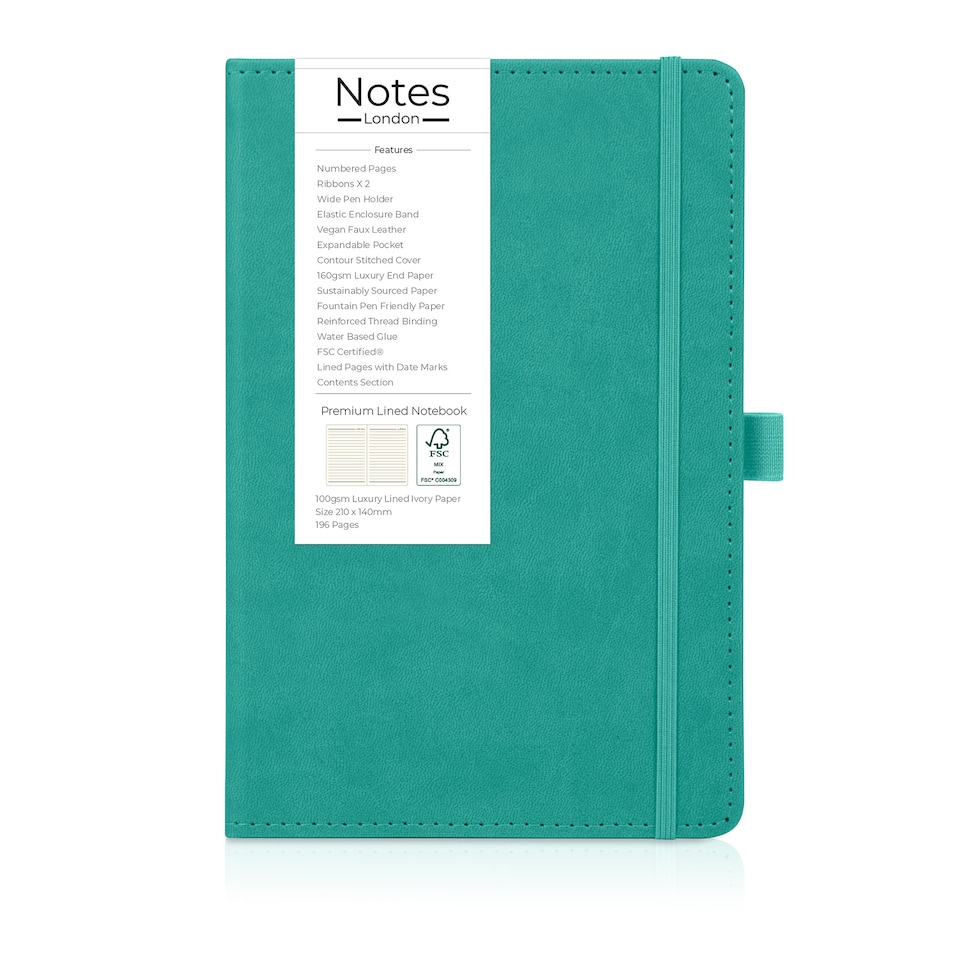image 1 of Notes London A5 Italian Styled Moretti Notebook Teal