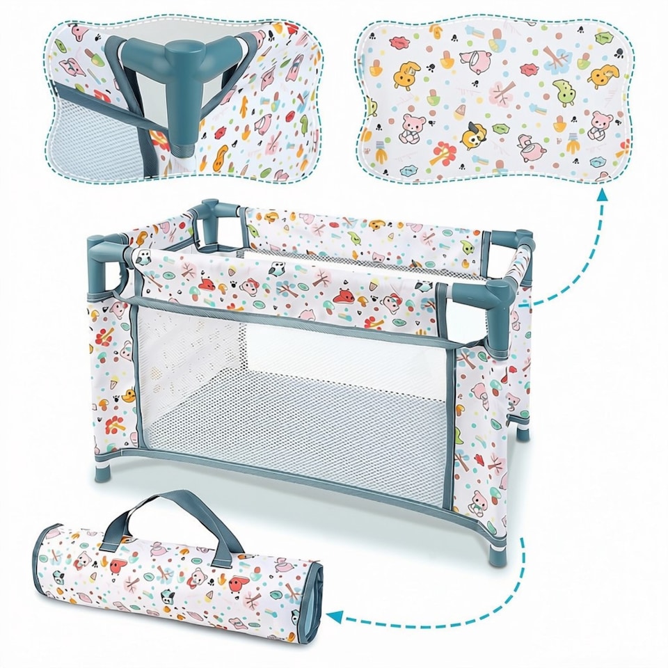 image 1 of 4‑in‑1 Baby Doll Playset – 12" Baby Doll with Crib, Rocking Chair, Storage Bags & Nursery Accessories – Pretend Play Baby Care Toy for Kids Ages 3+