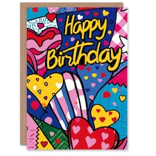 Vibrant Pop Love Heart Patterns Woman Her Birthday Card